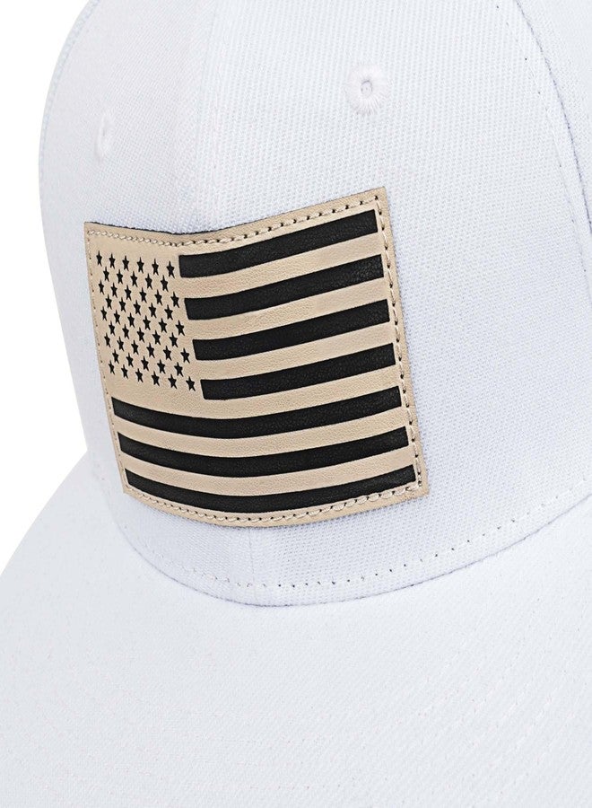 MixYoke American Flag Snapback Hats - Flat Bill Brim Hat for Men Women - Breathable & Adjustable Fit for Casual Wear-White - Image 4